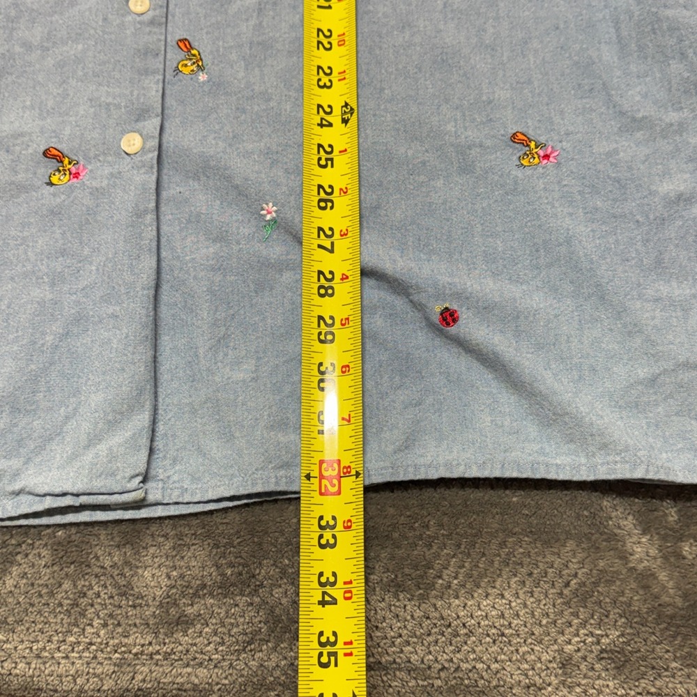 Vintage 1999 Warner Bros Tweety Bird Embroidered Denim Shirt XXL Looney Tunes - Picture 4 of 9